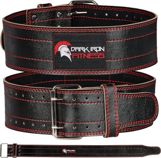 Dark Iron Fitness Weight Lifting Belt for Powerlifting Deadlift Training, Premium Leather for Core Support Gym Strength Workout