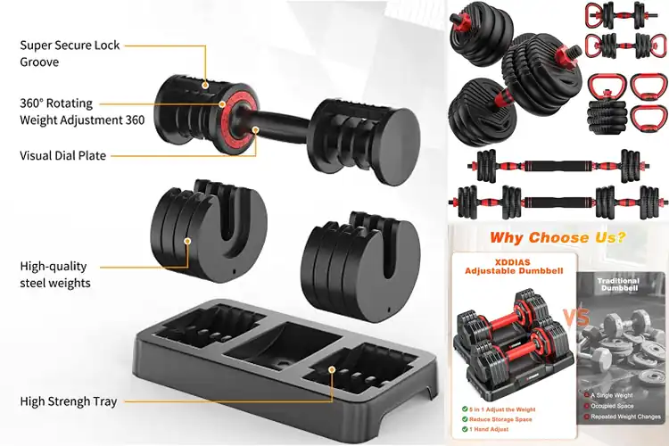 Detailed view of 10 Best Adjustable Dumbbells for Space-Saving Workouts