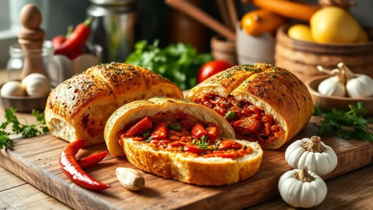 Chilli Stuffed Garlic Bread Recipe Photo