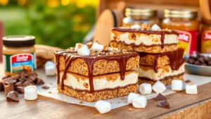 Tasty Peanut Butter S’mores Smash Ice Cream Bars Recipe Photo